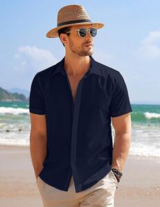 COOFANDY_Men_s_Casual_Short_Sleeve_Button_Down_Summer_Beach_Shirt_Lightweight_Textured_Wrinkle_Free